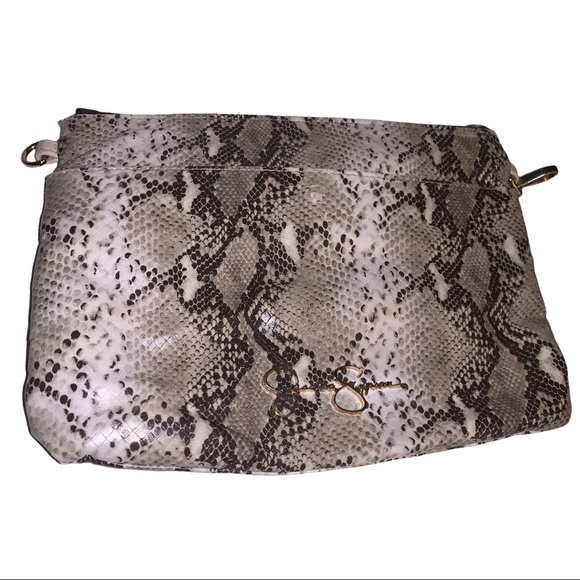 Jessica Simpson Faux Leather Python Snake Skin Soft Clutch Zipper Purse - Picture 12 of 12